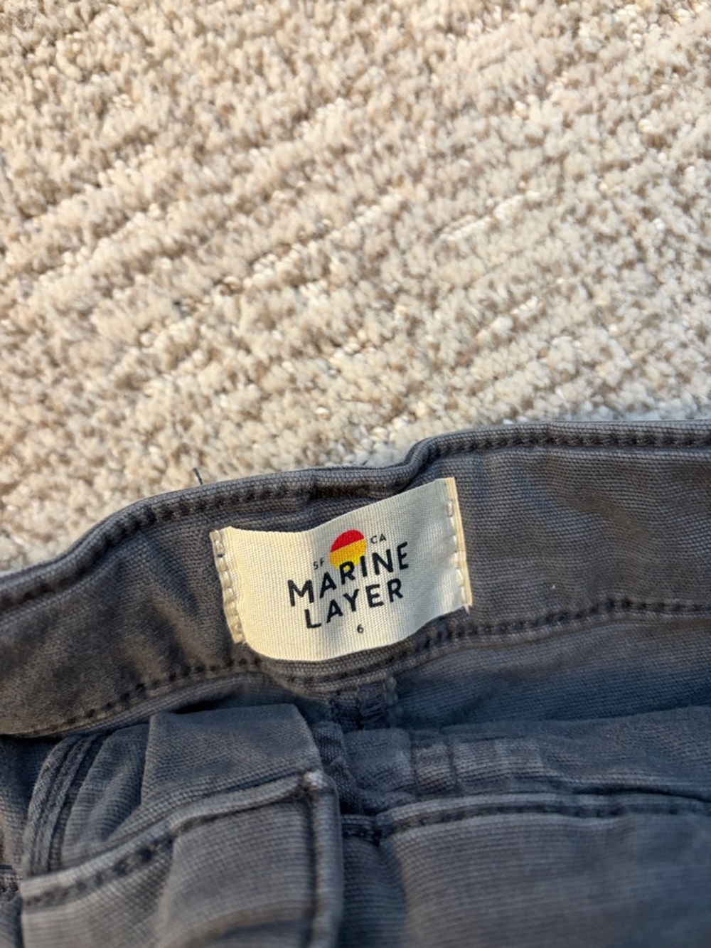Marine Layer High-Waist Utility Shorts in Charcoal - Picture 4 of 5